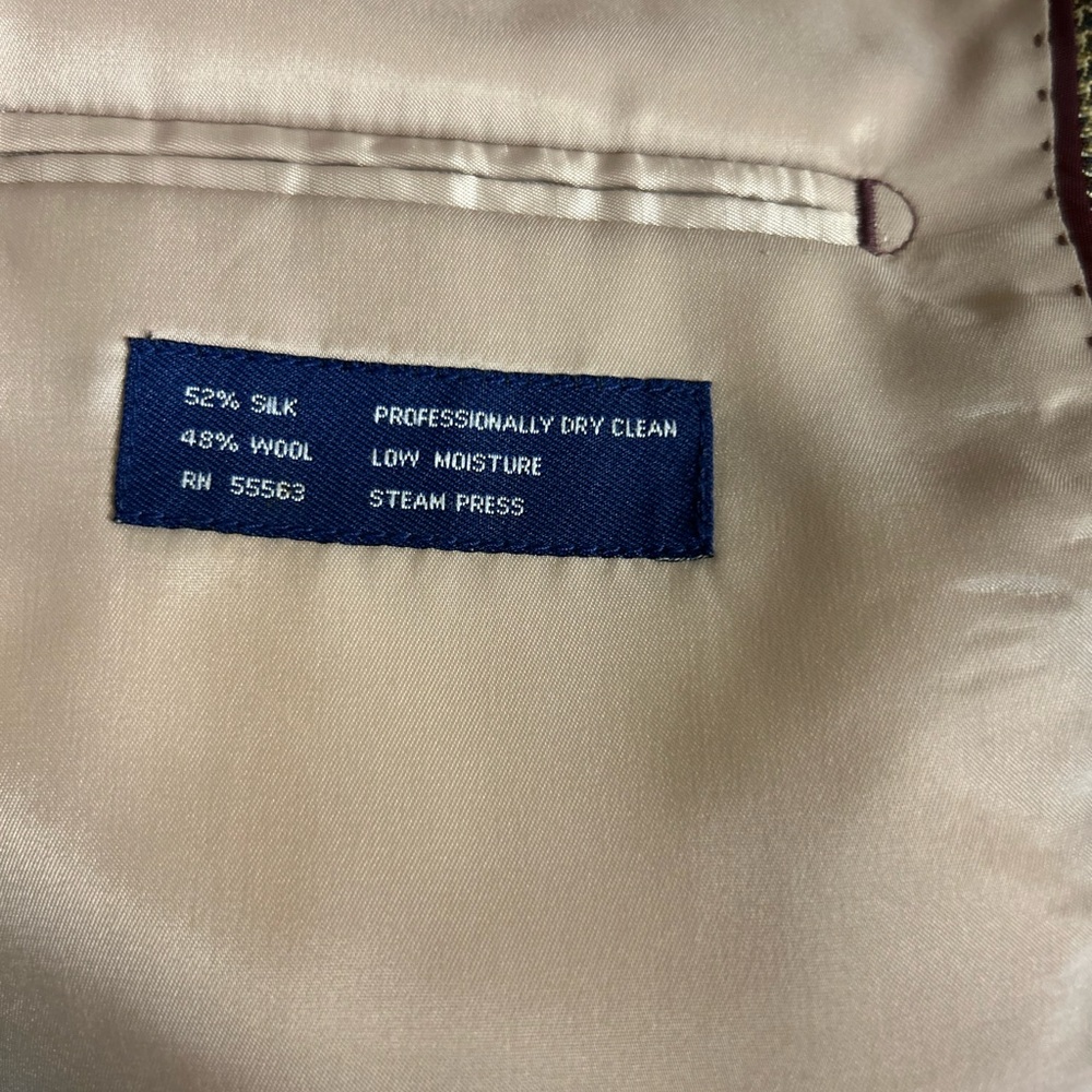 Men's Tan Checkered Blazer - Picture 5 of 5